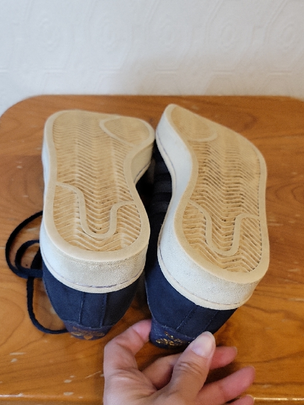 adidas Campus Sneakers - Navy Suede Gold Branding Size US 6.5 - Picture 8 of 10